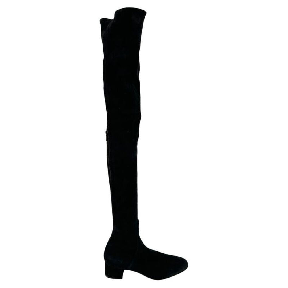 Valentino Garavani Block-Heel Over-The-Knee Boots in Black Suede